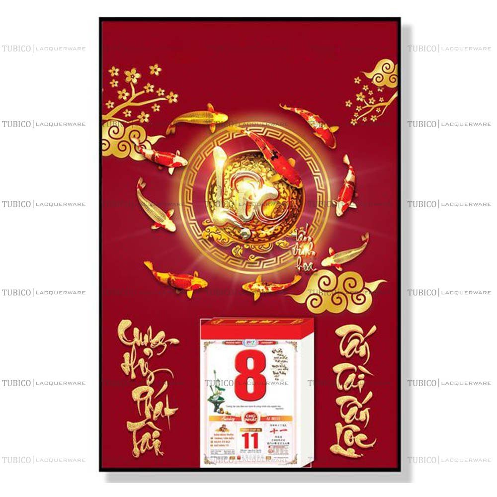Lịch sơn mài cửu ngư quần hội